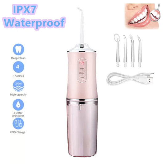 Irrigador Oral recargable por USB con 4 boquillas