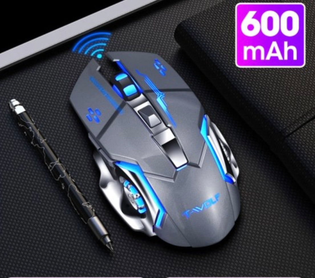 Ratón inalámbrico recargable con luz